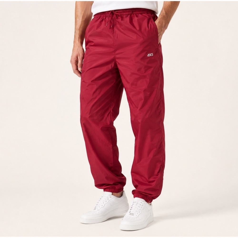 Vintage ASICS Red Nylon Track Pants Men's Large Lined Zip Ankle New NWOT